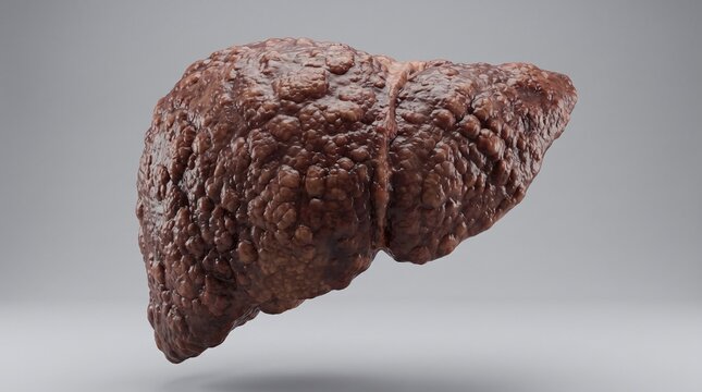 Isolated Anterior View of a Liver with Severe Cirrhosis