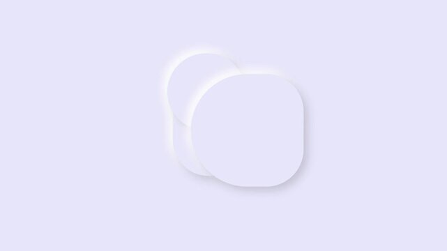 Minimalist Neumorphic Animation of Soft Rounded Shapes Floating on Lavender Background
