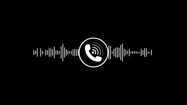 Animated Minimalist Audio Call Interface with Voice Waveform on black Background 4k video animation.