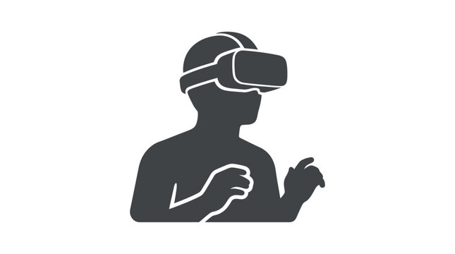 Person wearing virtual reality headset.