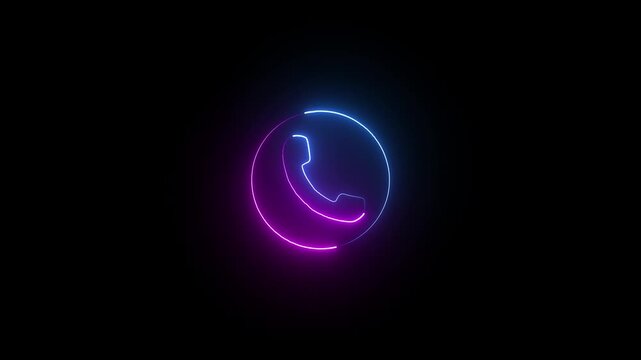 Futuristic Glowing Customer Support Telephone Badge Motion Graphic