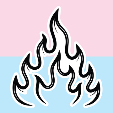 Transgender Flag Fire Flame Sticker Vector Illustration Concept