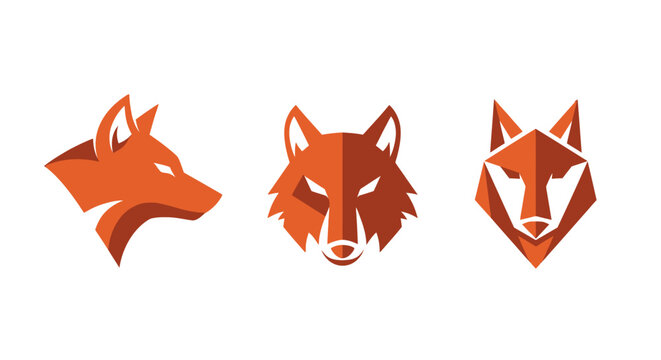 Geometric Fox Head Designs in Orange and Red Tones.