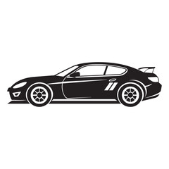 Obraz premium Sporty racing car, sleek vehicle, black automobile, racing illustration isolated on White Background