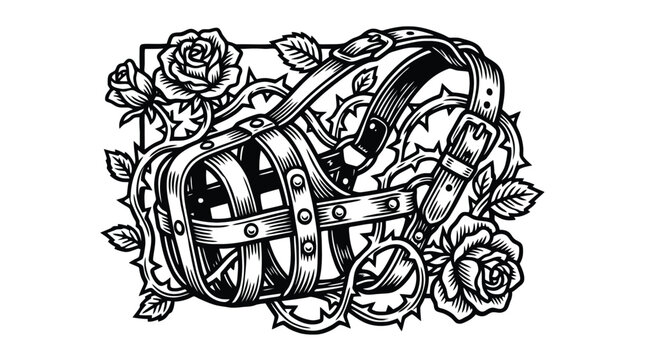 Skull in vintage barrel with roses and crossed blades vector illustration.