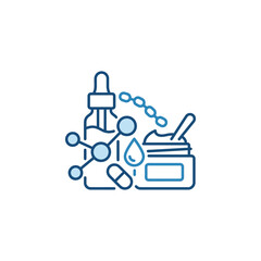 Fototapeta premium Combined skincare and medical science laboratory icons.
