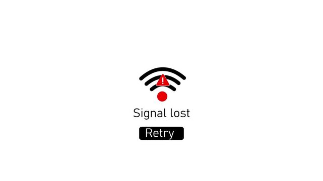 Signal lost error notification with retry button animation for user interface no connection wifi error