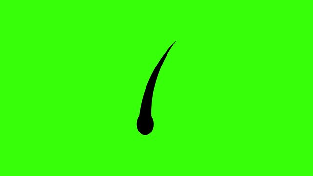 Black hair follicle strand growing smoothly on green screen background