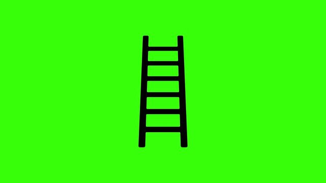 Business growth ladder icon animation on green screen background