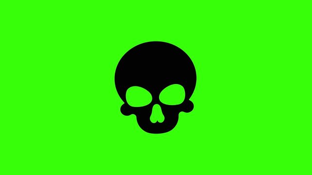 Skull silhouette floating with smooth parallax motion on green screen background