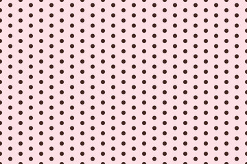 Retro Seamless Patterns, Classic Brown Polka Dot Seamless Pattern on Soft Pink Background © Lailaynta