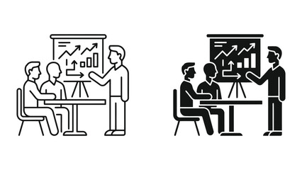Fototapeta premium Financial data presentation and reporting icon set with financial, presentation