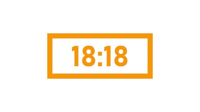 Digital Timer 20 minute Display with Orange Numbers on Black and White Background
