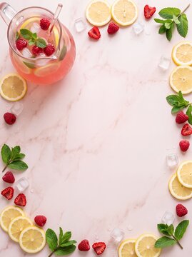 Citrus infused pink lemonade menu background for cafe and summer promotions with lemonade background raspberry refreshing beverage promotion restaurant