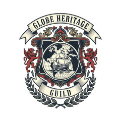 Naklejka premium Globe Heritage Guild maritime crest.