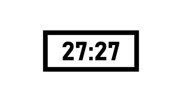 30 minute Digital Clock Timers counting down in clean sequence with black and white background