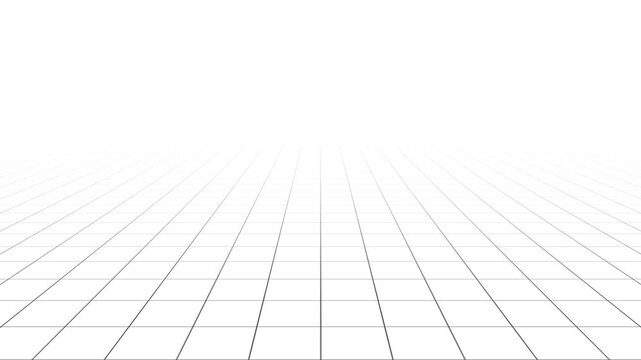 Clean white geometric space landscape background with continuous seamless loop wireframe pattern