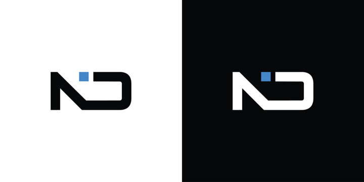 Modern and strong letter ND initials logo design