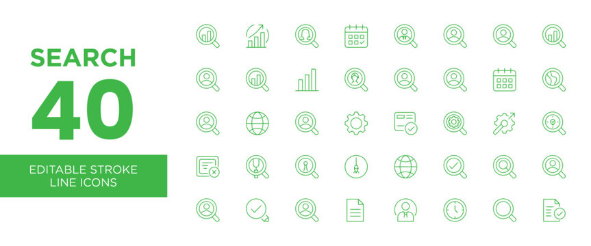 search magnifier icons collection ui outline icons vector icons set