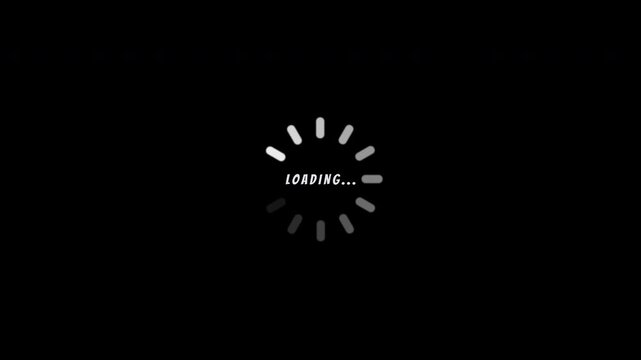 white circle loading with text in center animation, Loading circle animation for waiting symbol on transparent background, White circles loading indicator animation 4K Video