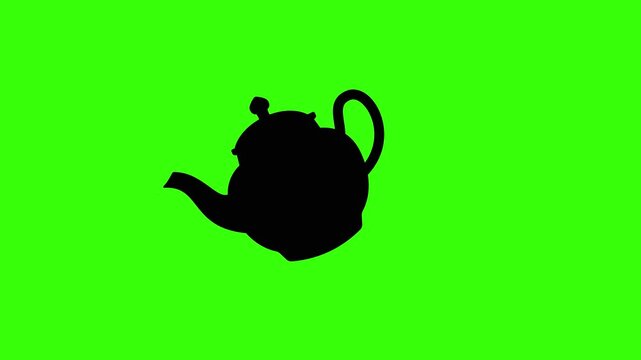  Classical teapot pouring silhouette loop on green screen background