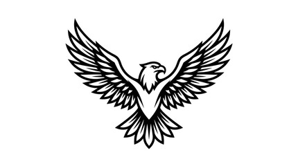 Fototapeta premium A minimalist black and white illustration of a majestic eagle spreading its wings wide