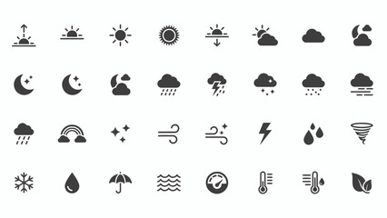 Obraz premium Weather forecast glyph icon set