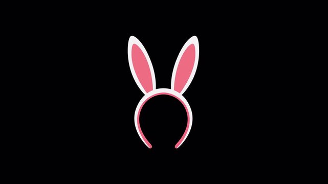 Cute bunny ears headband animation looping on alpha channel
