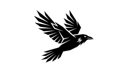 Fototapeta premium A minimalist black and white graphic illustration of a flying bird in motion
