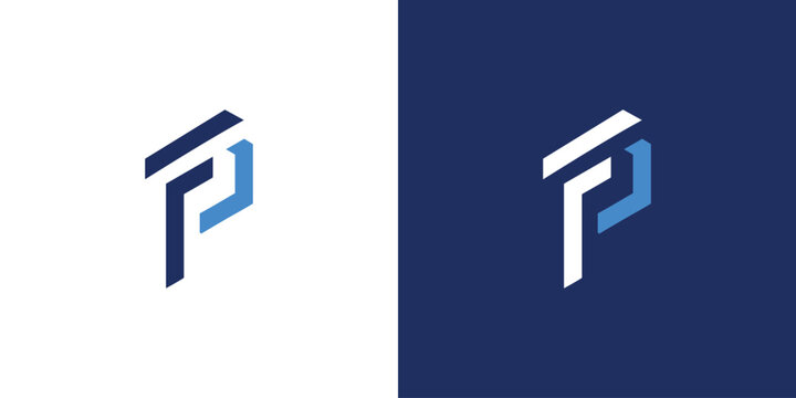 Modern and strong letter FP initials logo design