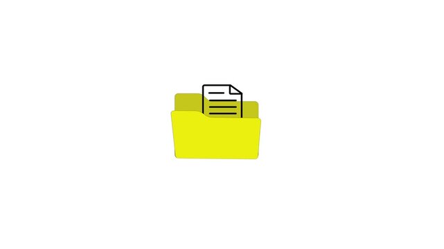 Yellow folder icon with a shadow on a white background document file