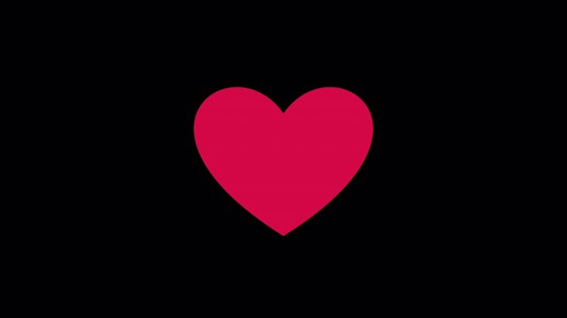 Red heart beating scale animation loop with alpha channel transparent background