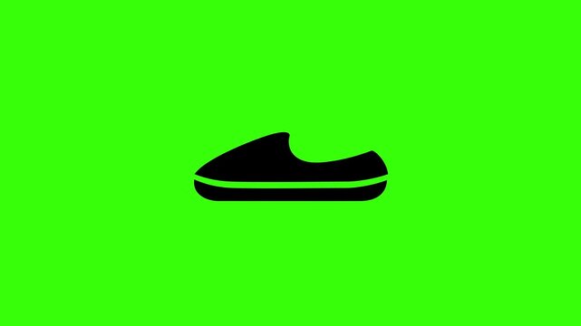 Slipper shoe icon animation loop on green screen background