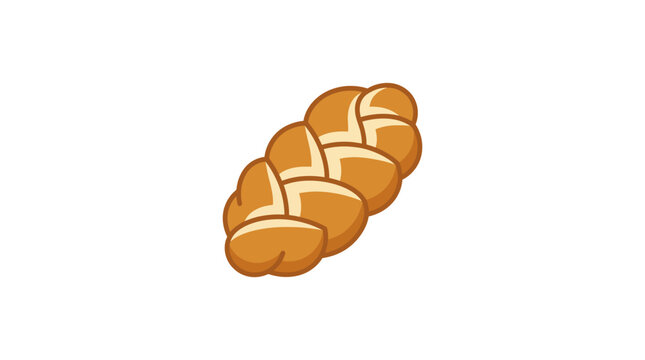 Illustration of a braided challah bread loaf isolated on white.