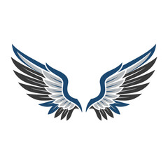 Fototapeta premium Stylized blue and grey wings isolated on a white background