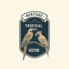 Tropical bird heritage vector for nature logo. © Aroma