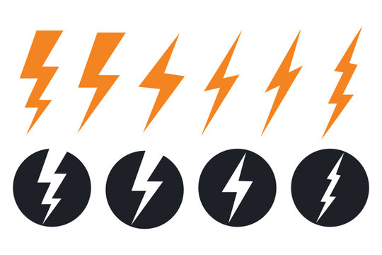 Lightning icon set. A simple illustration of a lightning bolt icon set