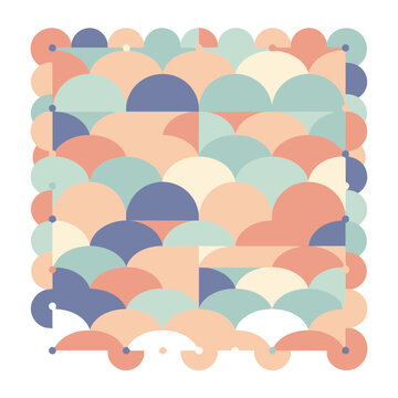 Colorful semicircle geometric seamless pattern