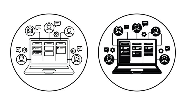 Project management software interface with remote team members and tasks