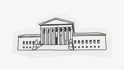 Obraz premium Supreme Court of the United States, line art collage element