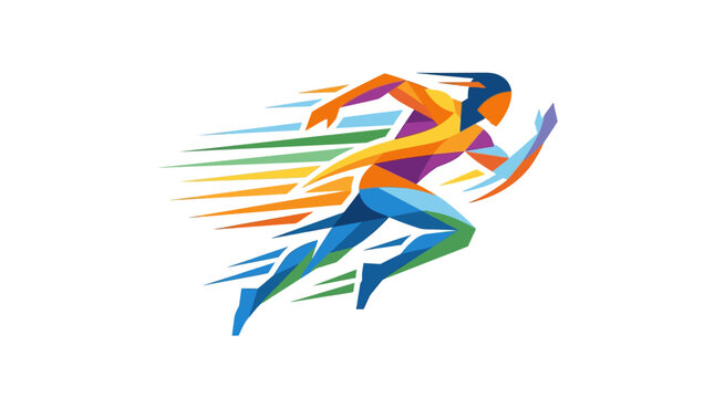 A colorful abstract illustration of a person running fast