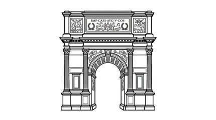 Triumphal Arch Monument, Classical Architecture, Vector Illustration © Angsa