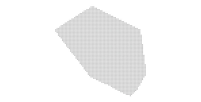 Abidjan map silhouette in black dotted pattern on white background.