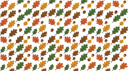 Seamless autumn oak leaf and acorn pattern vector for seasonal backgrounds and designs © azad