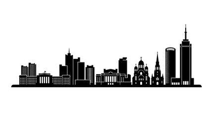 Obraz premium Cityscape Silhouette: Modern and Historic Buildings, Skyline Panorama