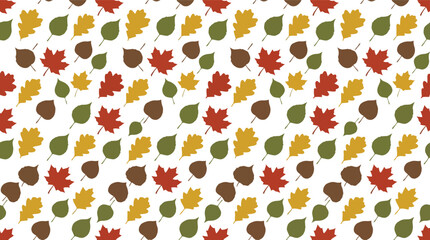 Seamless autumn leaves and acorns pattern vector for seasonal backgrounds and designs © azad