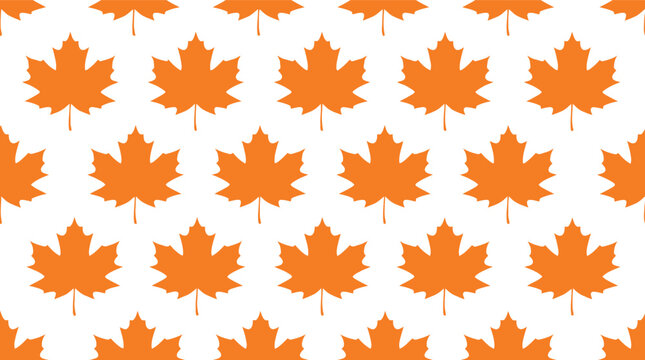 Seamless autumn maple leaf pattern vector background in orange and white for seasonal design