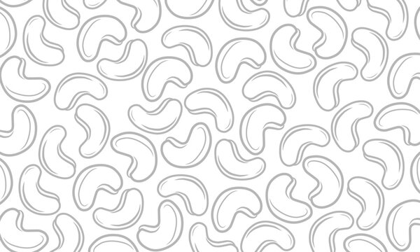 Doodle Casew Pattern. Cashew Handdraw Background. Cashew Vector Illustration
