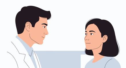 Obraz premium Doctor consulting patient, illustration of medical examination and healthcare communication