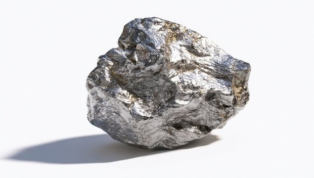 A single irregular piece of osmium metal with a metallic silver surface